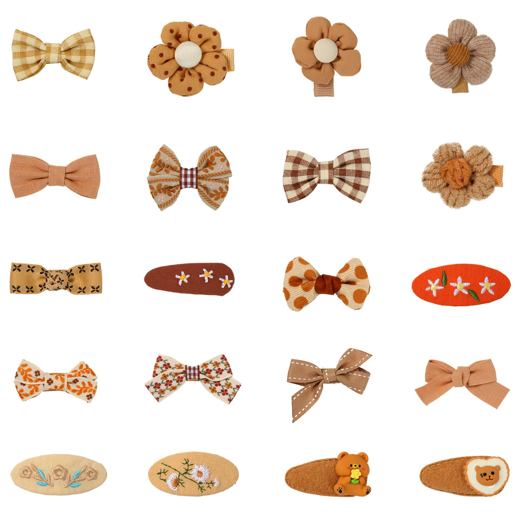20PCS Cute Bow Bangs Hair Clips for Girls and Toddler Accessories, color