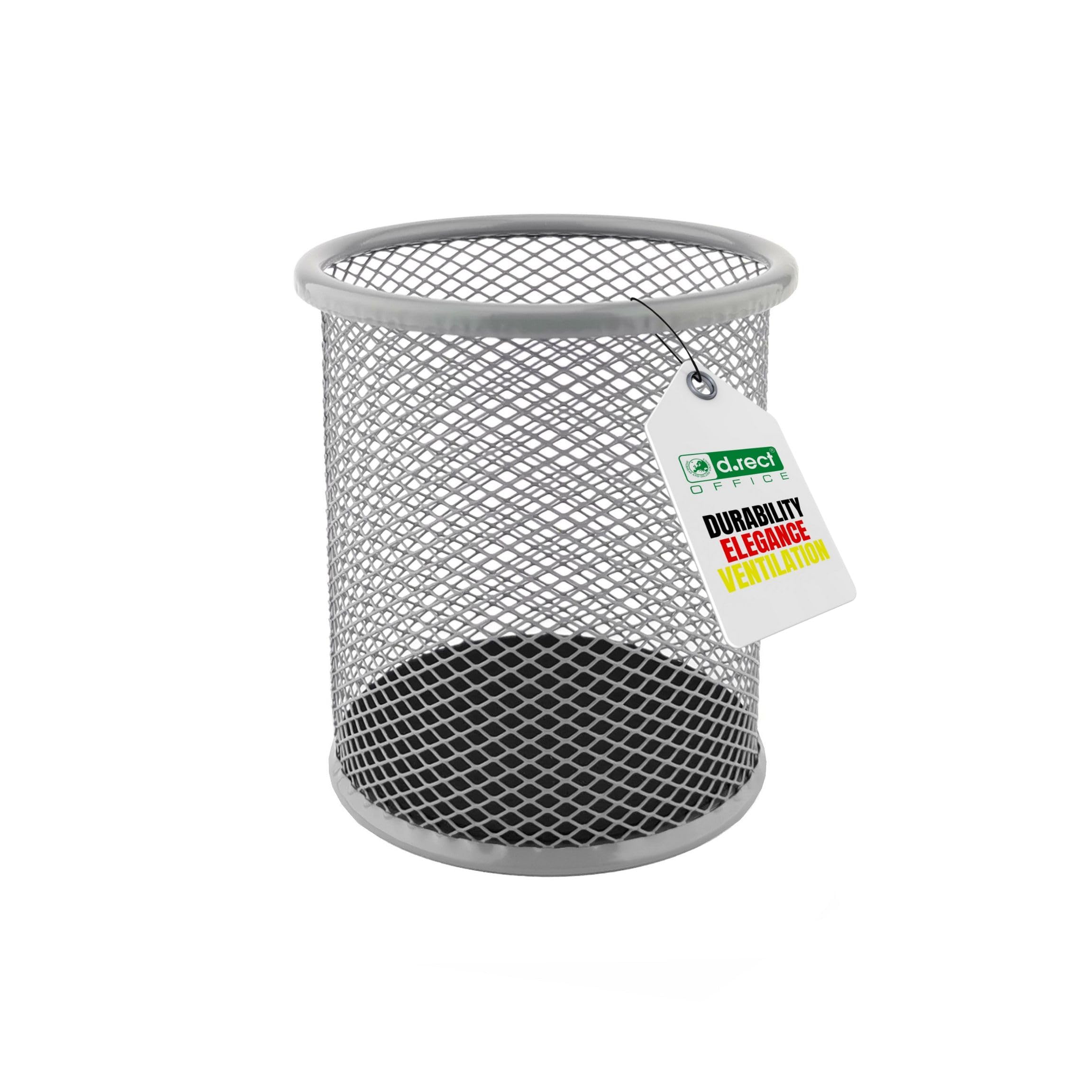 LEVIATAN Metal Pen Holder Round Wire Metal Mesh Multifunctional Cup for Ballpoint Pens Pen Holder for Office/School Diameter 91 mm Ash Grey