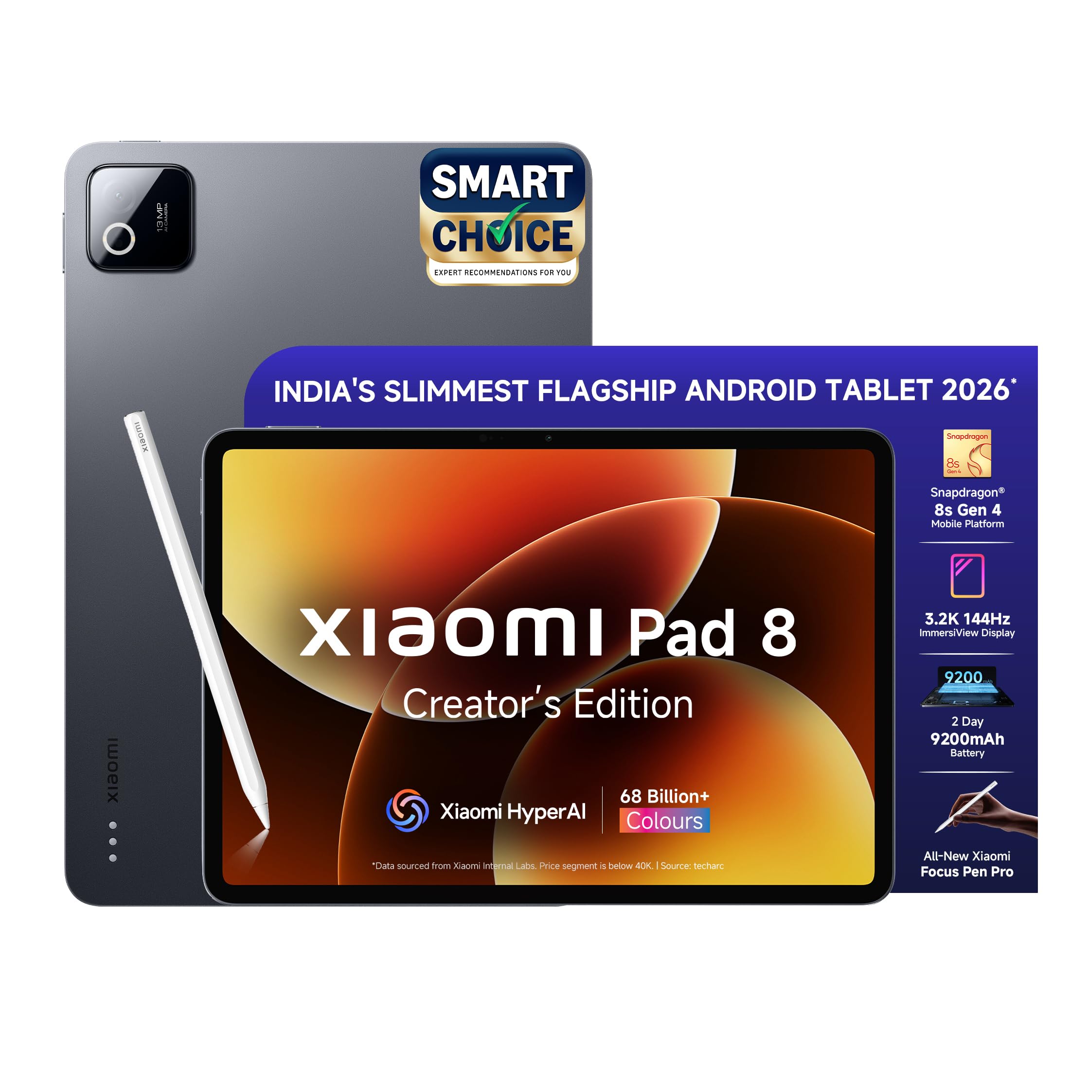 XIAOMI Pad 8 Creator's Edition with Focus Pen Pro | Flagship Snapdragon 8s Gen 4 |11.2" 3.2K | 12GB, 256GB | Ultra Slim Metal Design | 9200mAh Battery...