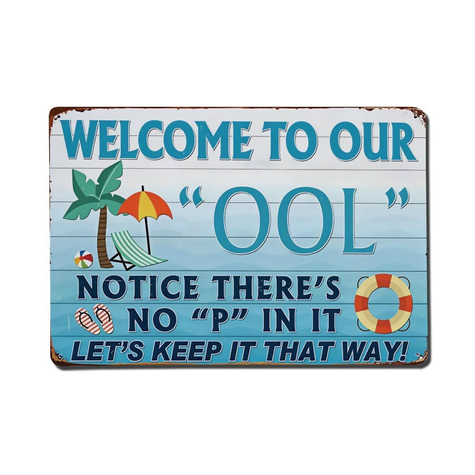 Ldfuieksufg Style Funny Pool Welcome Vintage Tin Sign Vintage Aluminium Metal Sign, Retro Wall Decor For Home, Bar, Garage & Farmhouse 20X30cm