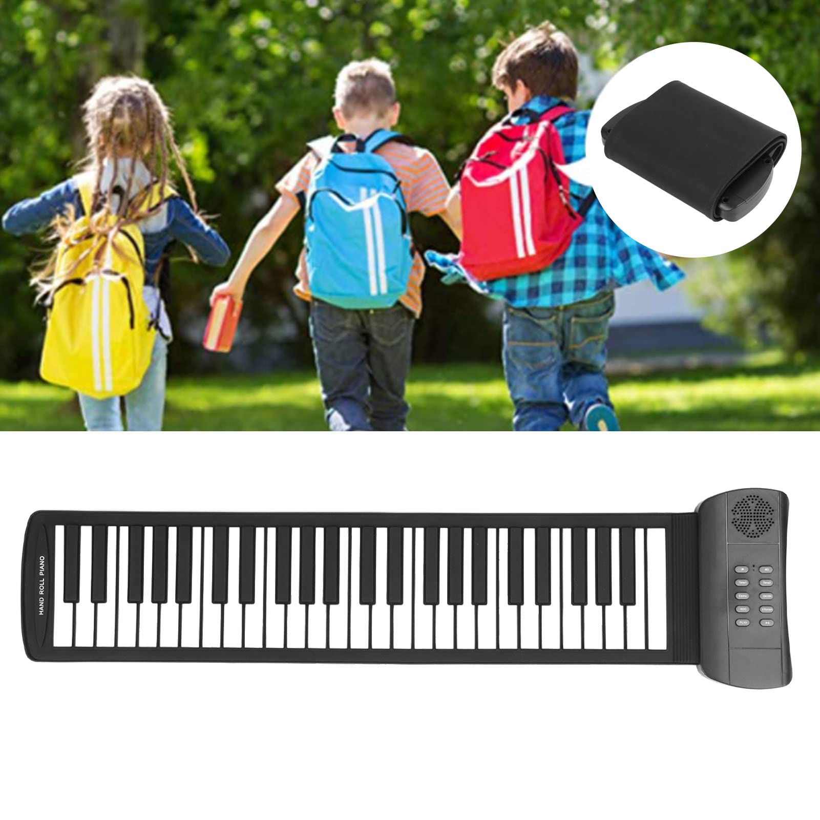 Roll Up Piano, 49 Tasti Tastiera Elettronica Portatile Tastiera Pieghevole Piano per Computer Tablet Suono Esterno o Cuffie Suono Surround 4D USB Alimentato a Batteria(PM49)