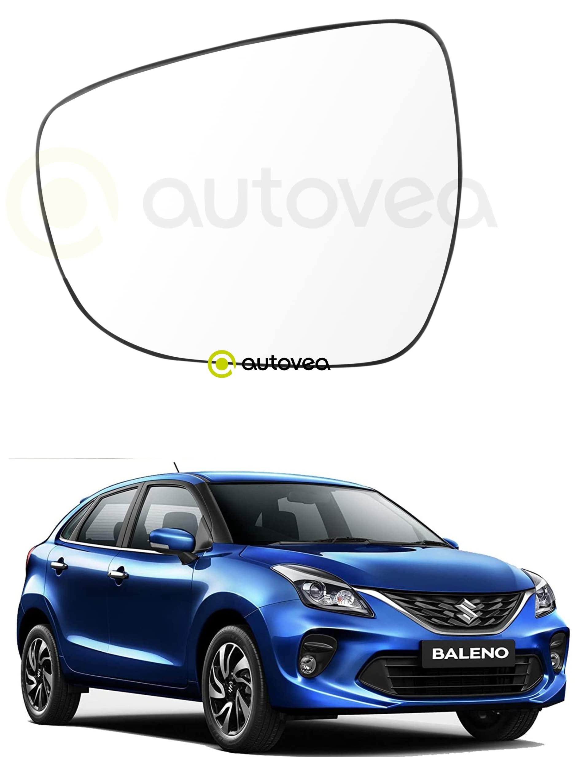 Rear View Mirror Glass (Left/Passenger Side) Compatible with Maruti Baleno (2015-2022)