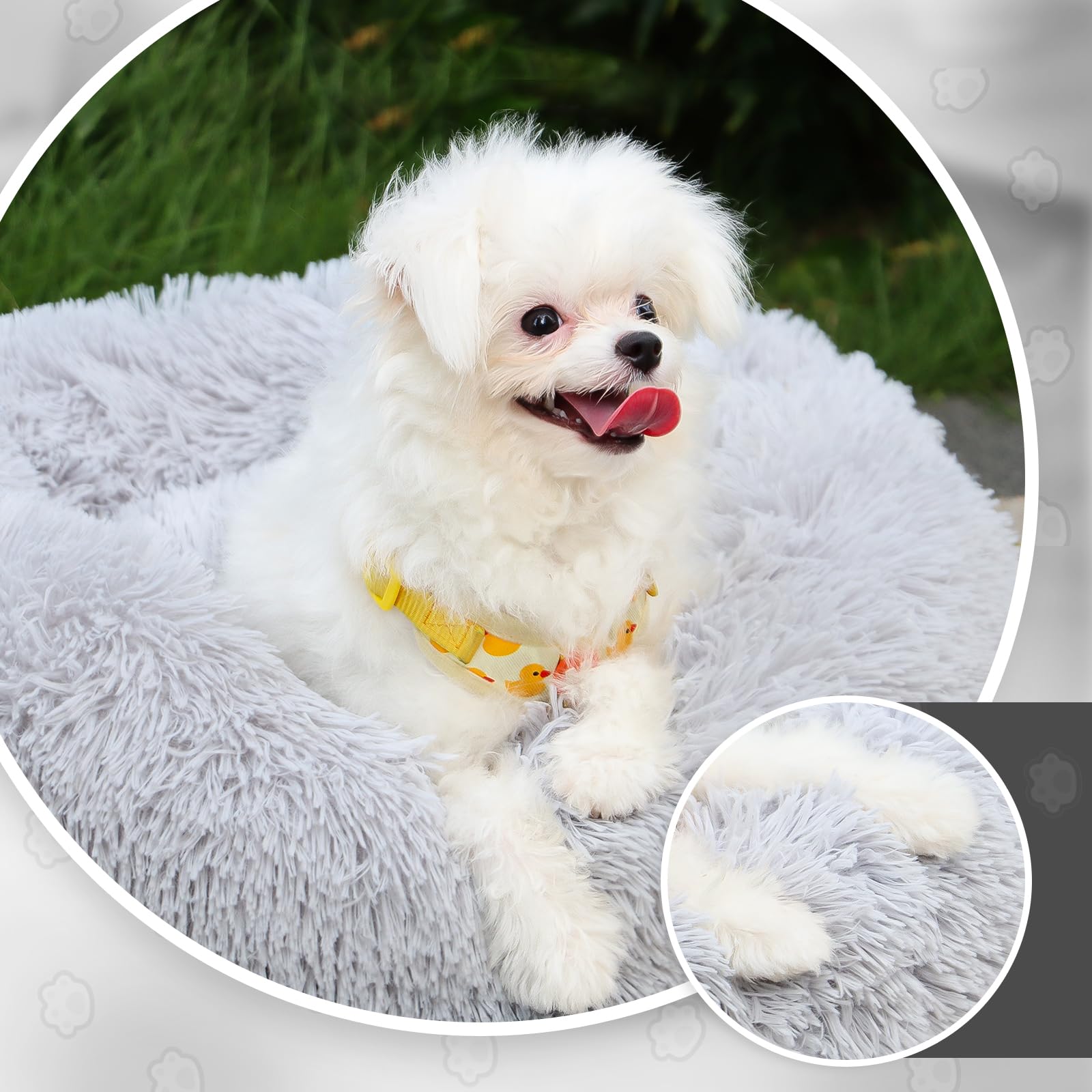 MDDK DY Letto Per Cani - Cuccia Cane Interno Morbida Rotonda, Anti-ansia e soffice Cuccia gatto interno, Base Antiscivolo e Lavabile, cuscino per cani Diametro 70 cm, Grigio Chiaro