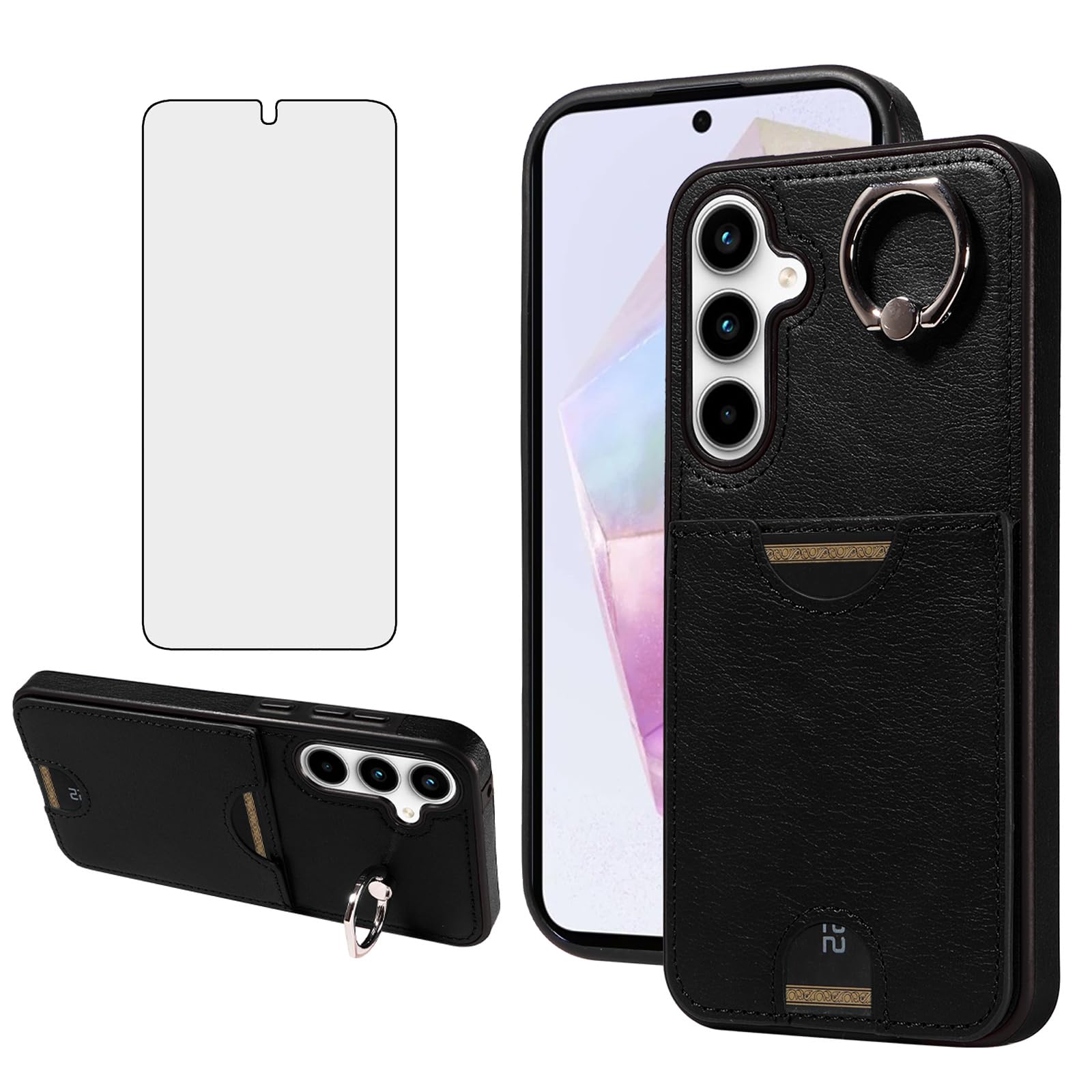 Asuwish Compatible With OPPO K1/R15X/RX17 Neo Wallet Case Lanyard Leather Flip Card Holder Stand Wrist Strap Cell Phone Cover Reno A Women Men Grey