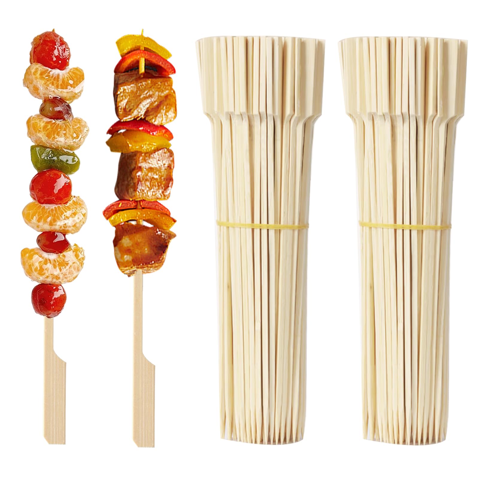 200 Pcs 7"/18cm Bamboo Skewers Wooden Skewers for Kebabs, 18cm Wooden Toothpicks Kebab Sticks, Flat BBQ SkewersFlat Paddle Wood Picks for Cocktail Food Appetizer Barbeque Fruits Chicken