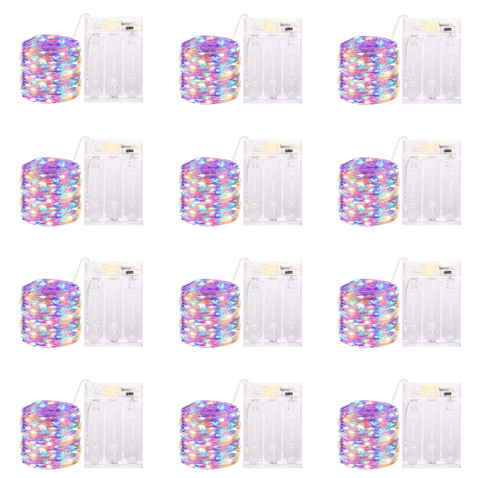 Yiaht Paquete de 12 luces de hadas que funcionan con pilas con temporizador (multicolor)