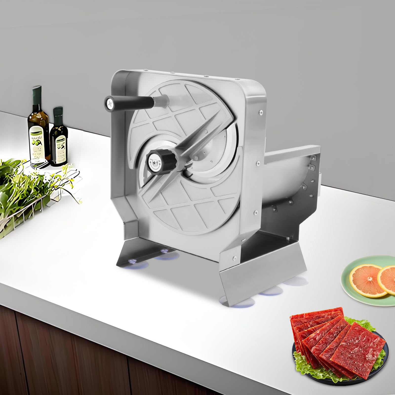Cortador manual de verduras de acero inoxidable, grosor de corte ajustable de 1 a 10 mm, cortador de verduras y frutas para el hogar, restaurantes, cafeterías (28 x 33 x 34 cm)
