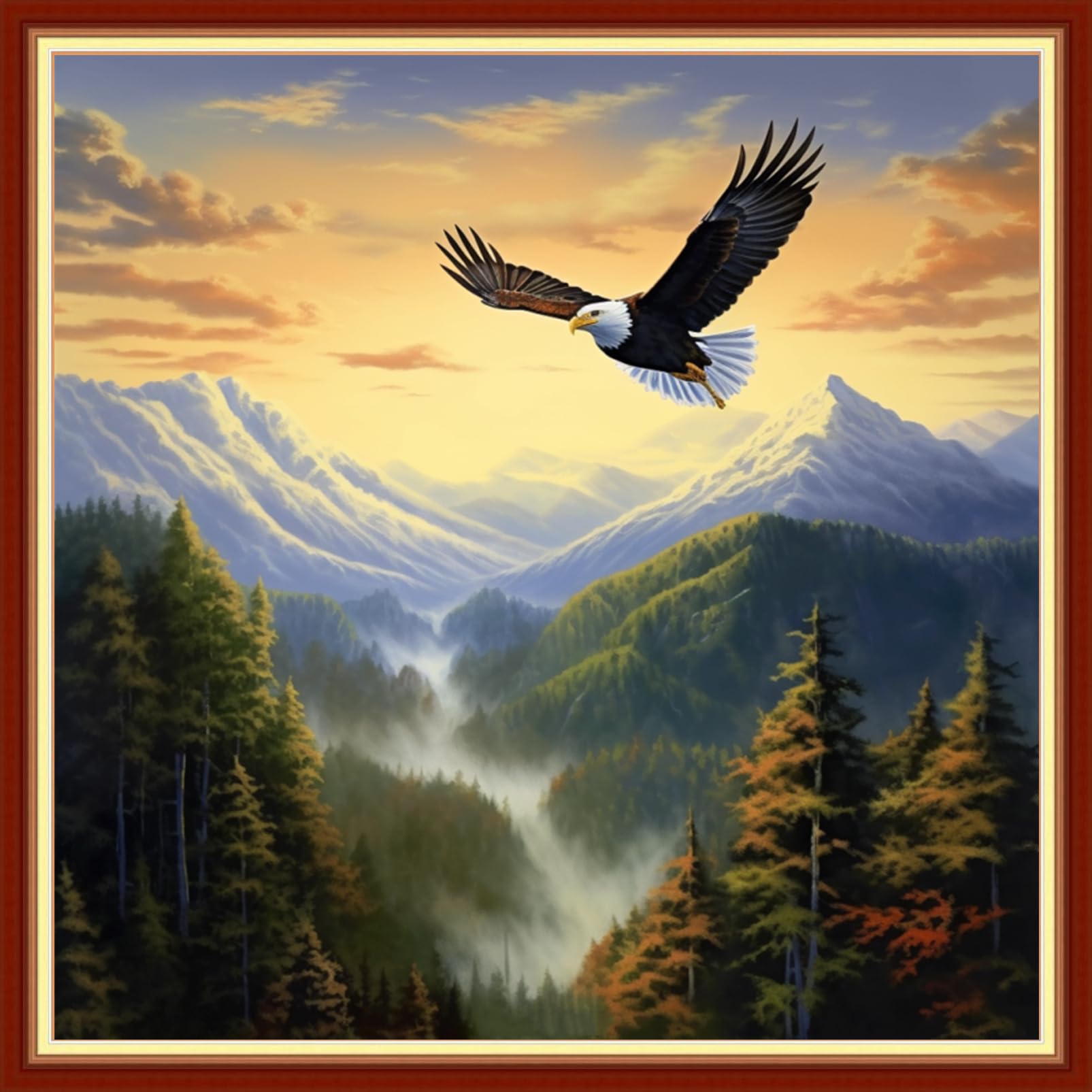 Funxvoot Stamped Cross Stitch Kits Beginners Full Range of Embroidery Kits for Adults 11CT Embroidery Patterns Needlepoint Kits Printed Cross Stitch Kits - (Eagles Soaring 18x18 inch)