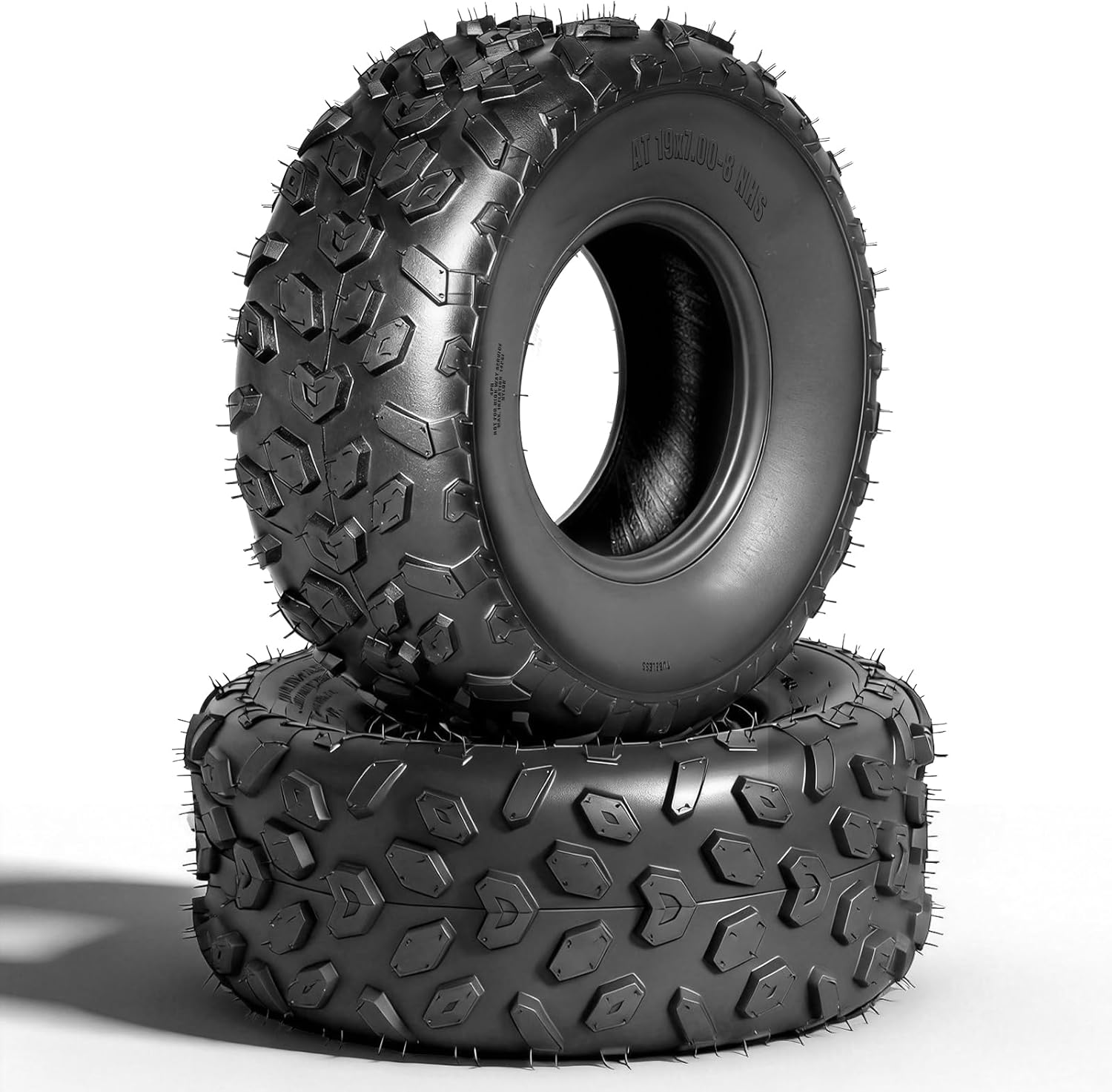 TRIBLE SIX Set of 2 19x7-8 ATV/UTV Tires,19x7x8 Mini Bike Tires, 4PR Heavy Duty All-Terrain Mud & Trail Tire, Tubeless, Directional Tread