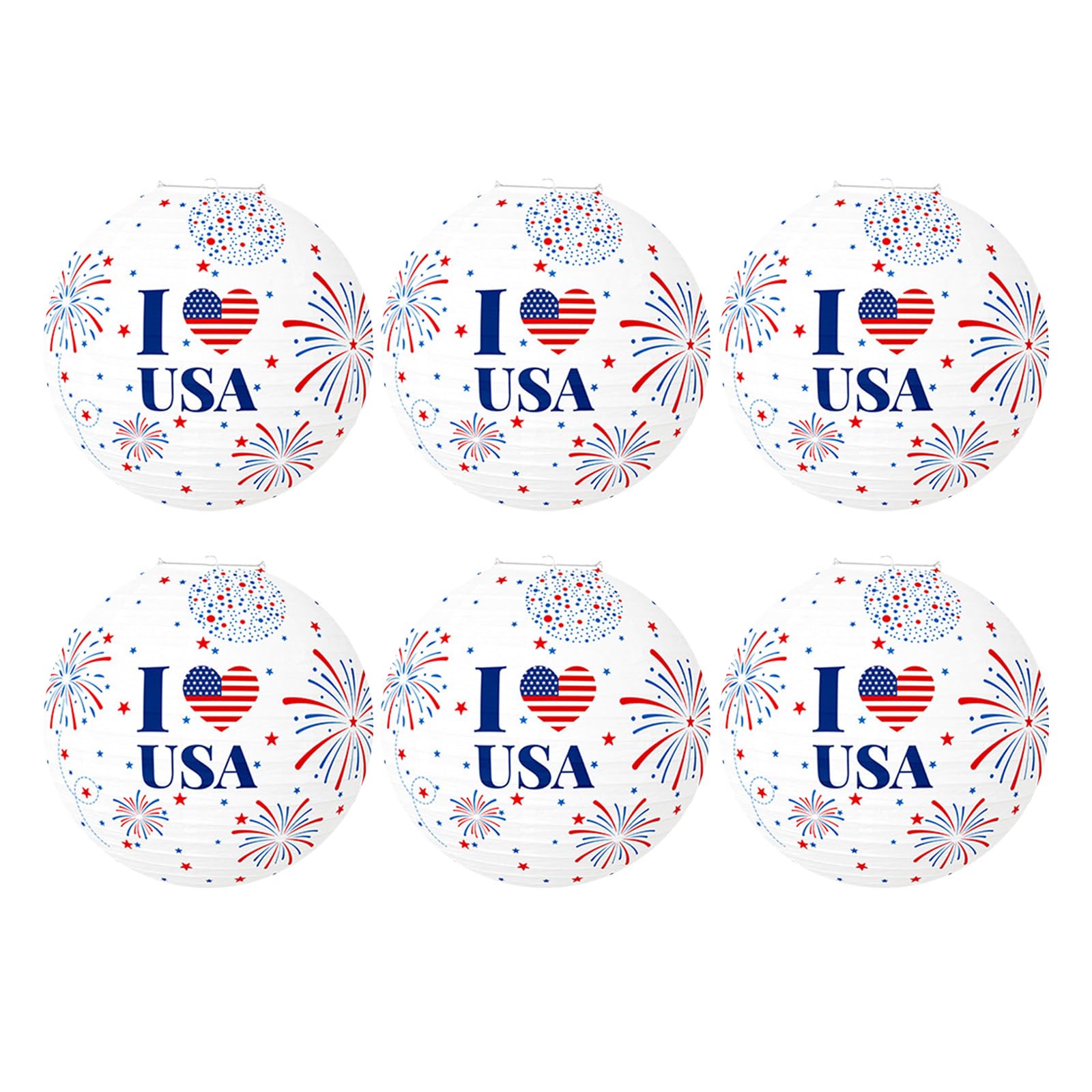 Hsioluted 6pcs Independence Day Paper Lamp Holiday Decorations String Light Decors for Plenty of Family Package
