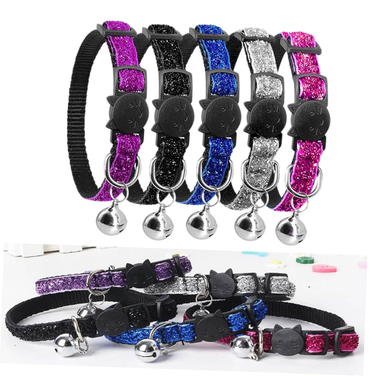 BESPORTBLE 15pezzi Collare Regolabile Nylon Con Campanella Per Gatti e Cani Da Accessorio Sicuro e Pratico Per Identificazione Animali Domestici