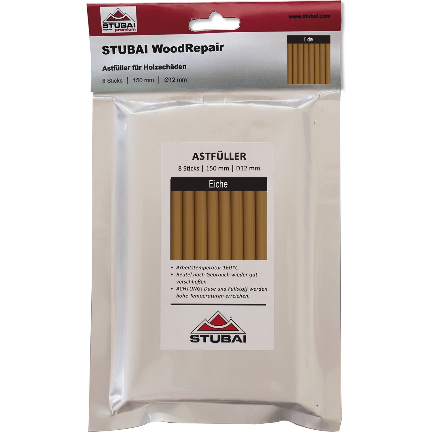 Stubai 252126 - Pack de 8 barras de reparación para madera (150 ml) color beige