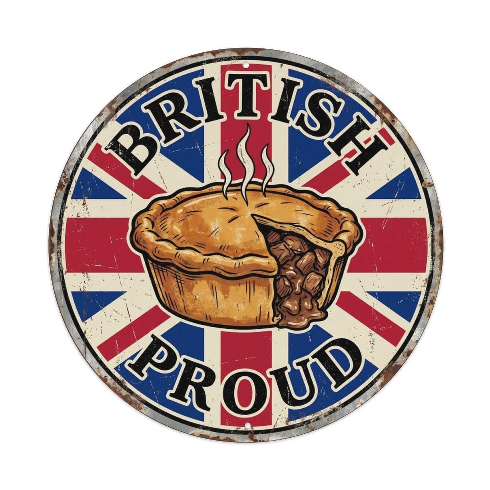 British Proud Pie Cuisine Heritage Emblem Metal Tin Sign
