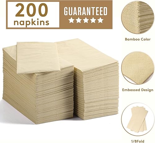 Miniatura 9 de MORGIANA 100 servilletas de papel desechables, servilletas ecológicas biodegradables, servilletas compostables, servilletas de cóctel marrones para