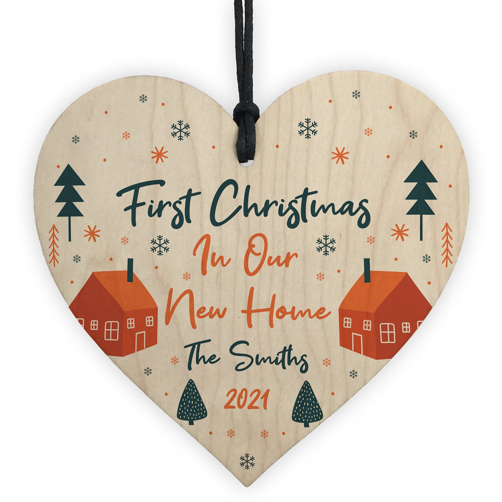New Home Gift 1st Christmas Bauble Personalised Wood Heart Tree Decoration Couple Gift