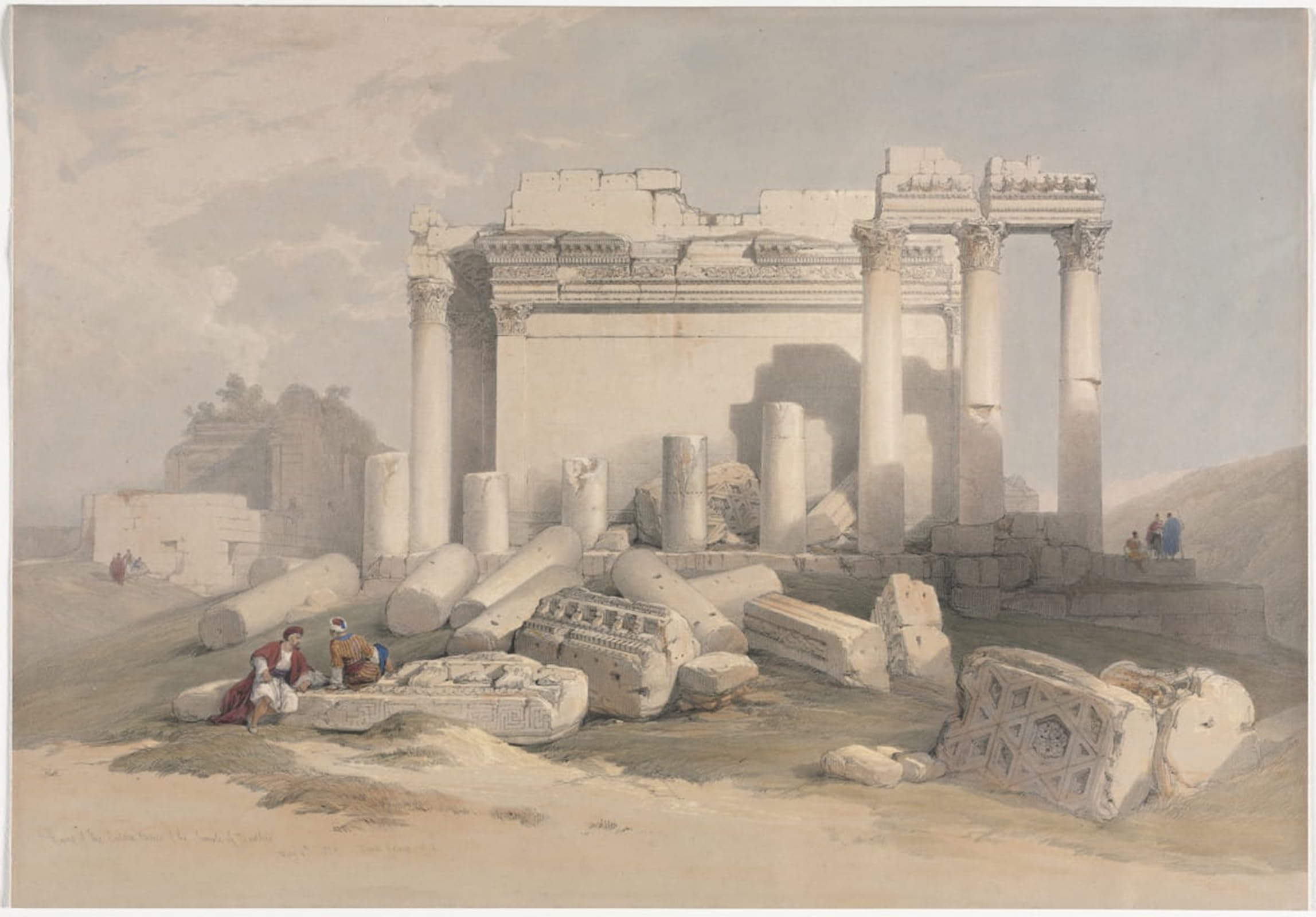 SERENDIPITP Abstract Painting Mural Print Picture Wall Decor Painting Ruins of the Eastern Portico of the Temple of Baalbec by David Roberts Vintage Wall Artwork for Home Decor 60x90cm