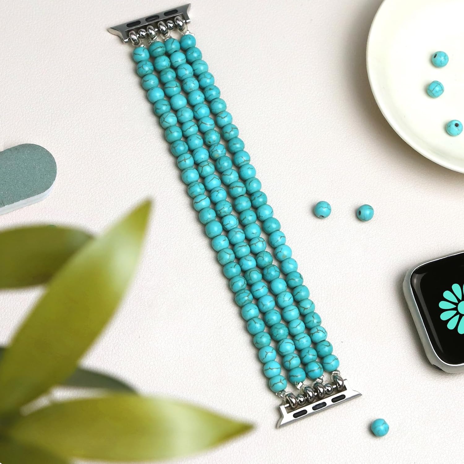 Natural Stone Bracelet Beaded-Band Women Compatible with Apple Watch 42mm(S3/2/1) 44/45/46/49mm Feminine Handmade Stretch Strap for iWatch Series 11/10/9/8/7/6/5/4/3/2/1 SE 3/2/1 Ultra1/2/3 - Image 4