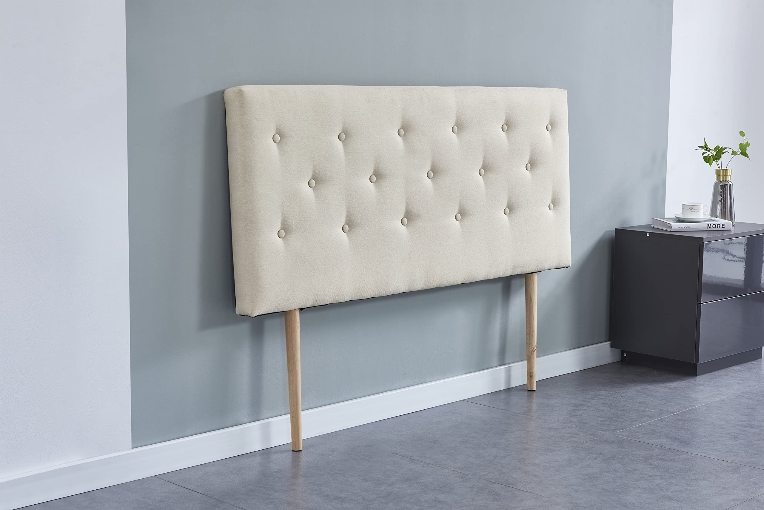 NOVEMBER Tête de lit Deco, capitonnée Tissu Blanc, L'épaisseur Totale de 8 cm (160 x 100 cm)