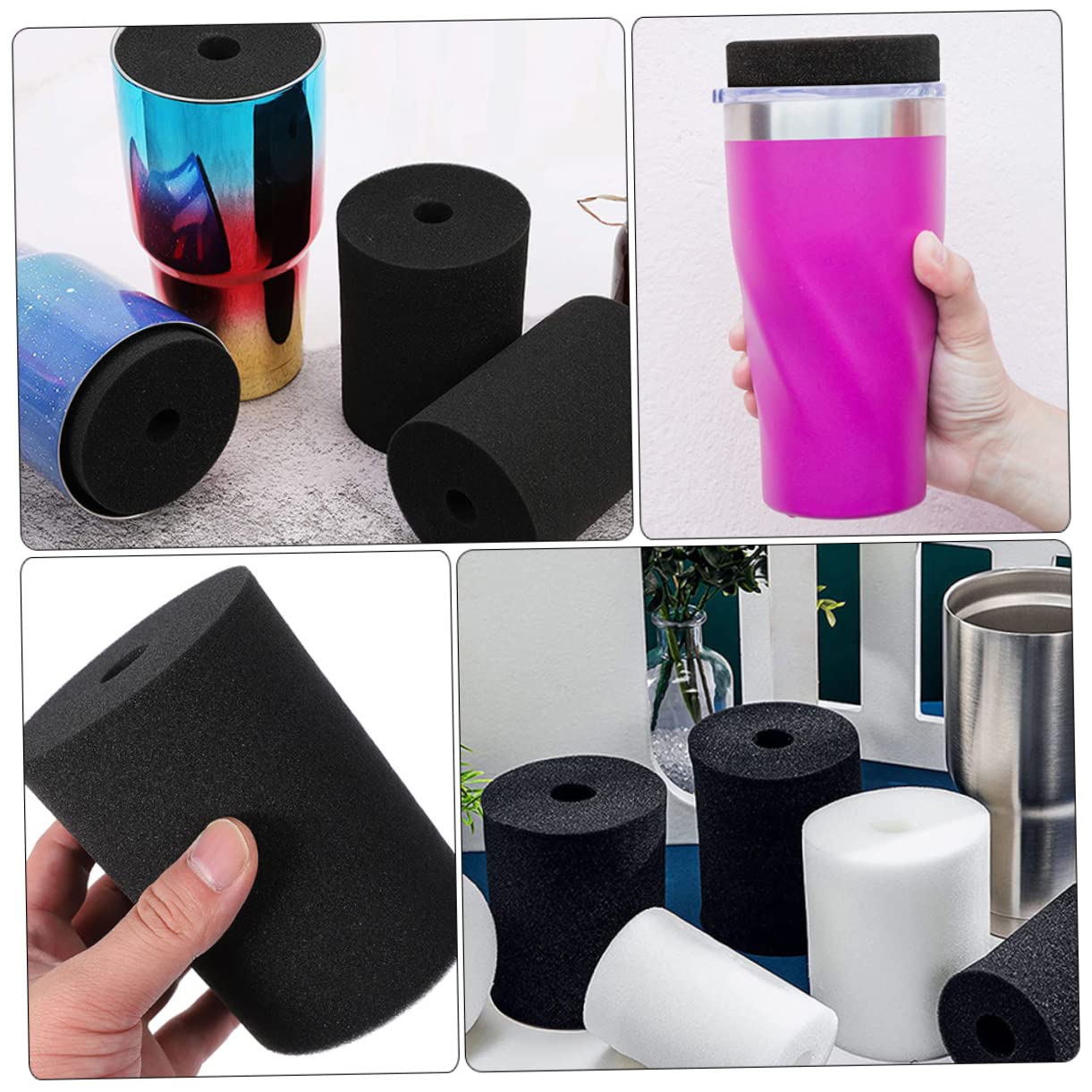 CIMAXIC Rotating Tumbler Inserts 6pcs Black Sponges for Cup Turner Perfect for Cleaning Detailing
