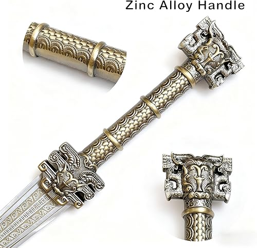 Miniatura 5 de Espada GuiHou de bronce de 28.3 pulgadas para creación de los dioses de acero inoxidable con vaina para colección, exhibición, cosplay