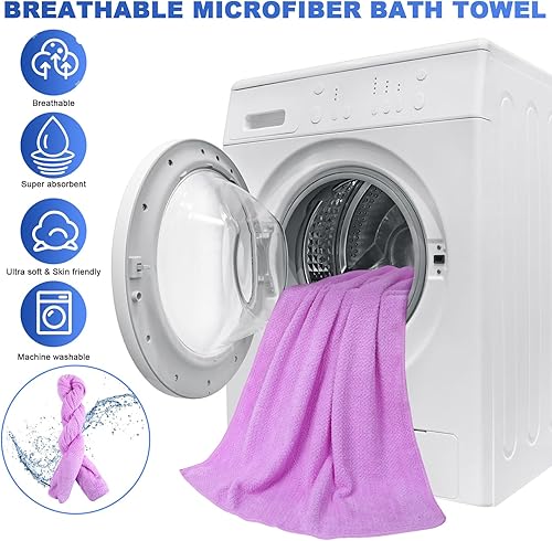 Miniatura 4 de Newwiee 20 toallas de baño grandes a granel de 55 x 28 pulgadas, toallas de baño extra absorbentes, toallas de playa, toallas de baño de secado