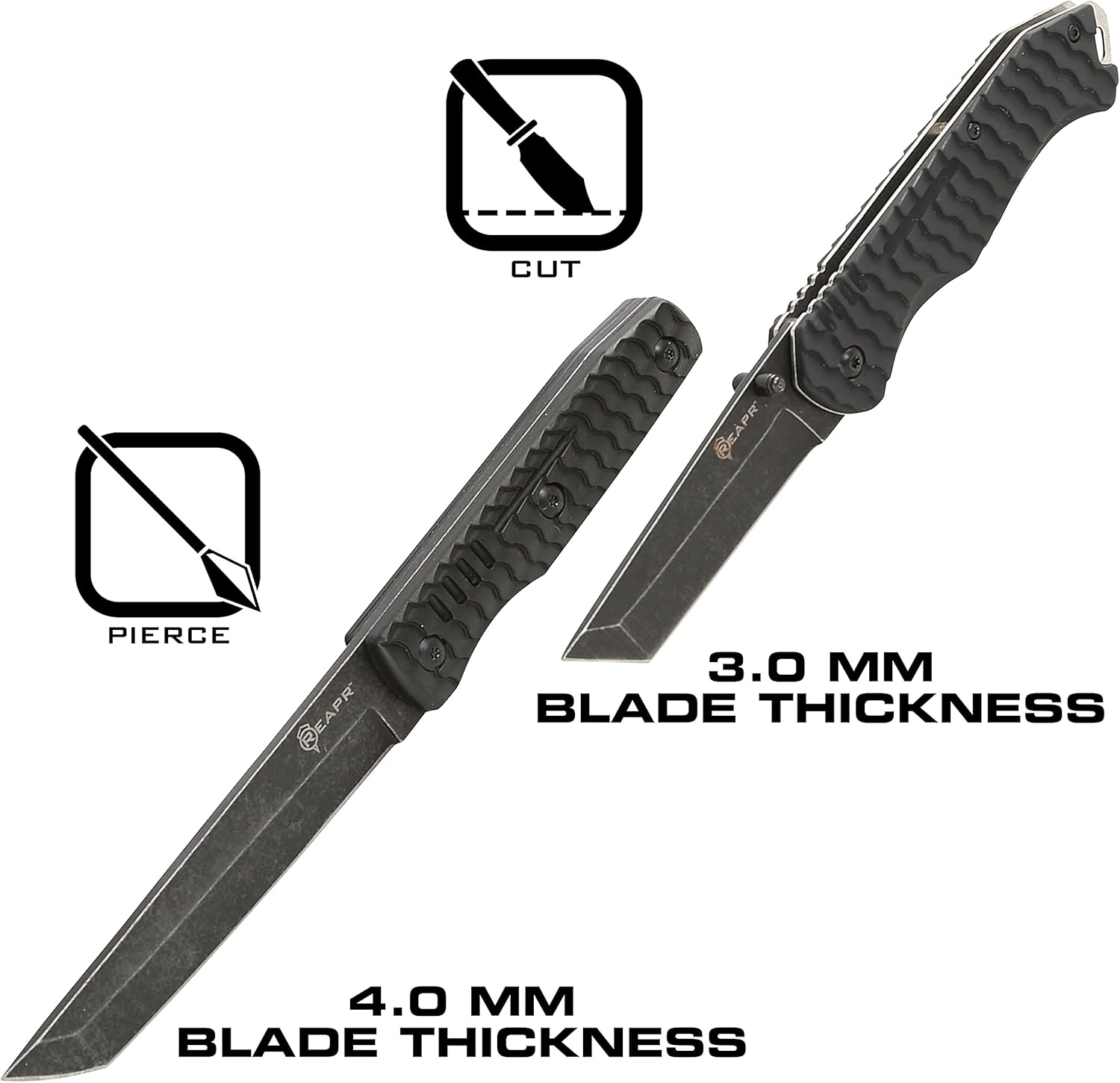 REAPR 11008 Tactical Tanto 2 Piece Fixed/Folding Knife Set Black