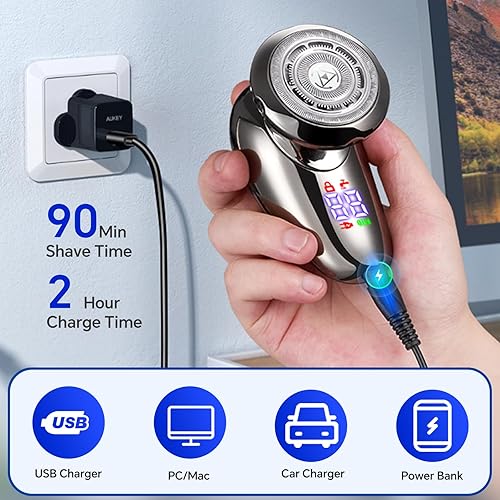 Miniatura 8 de Big Blade - Afeitadora eléctrica para la cara de hombres, 3 en 1, multifuncional, pequeña afeitadora eléctrica para hombre, kit de aseo rotativo