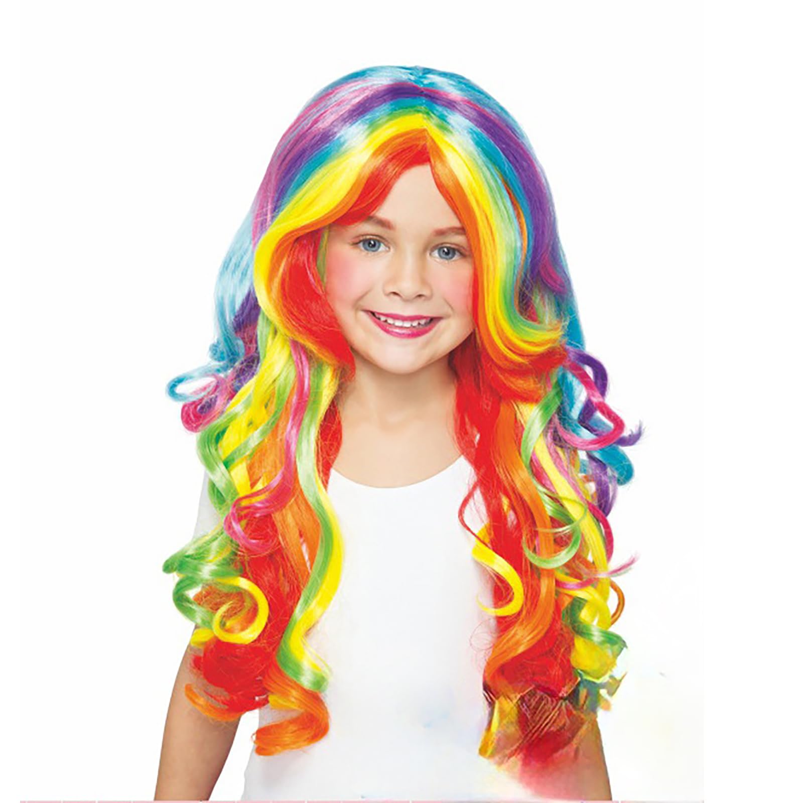 Rainbow Wigs Kids Cosplay Colorful Wig For Child Girl Women