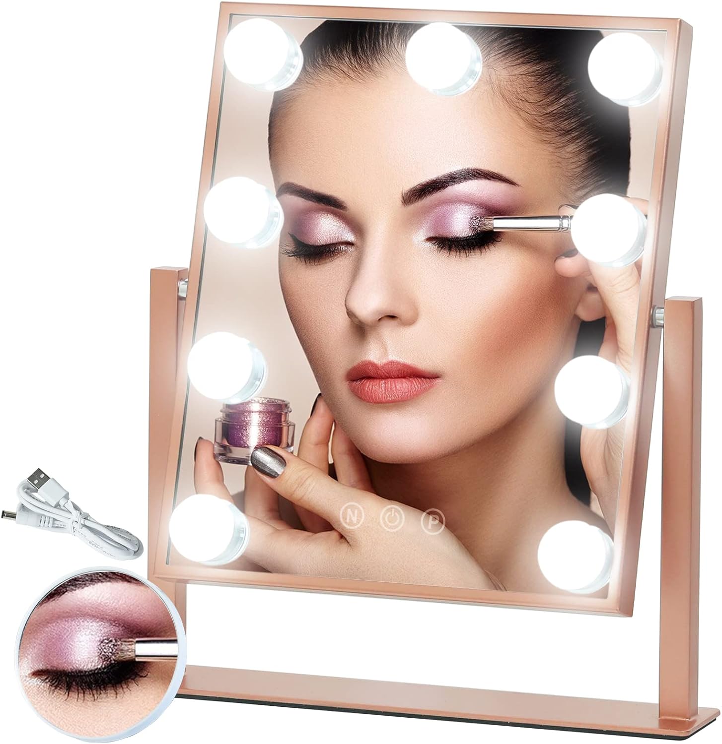 Warmiehomy Vanity Mirror with Lights Makeup Mirror with 9 Dimmable LED