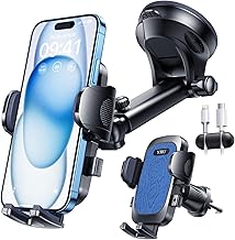 YRU [2026 Military Class] Mobile Phone Holder Car Mobile Phone Holder Car [Strongest Suction Cup & Clip] Universal Car Mobile Phone Holder Dashboard Disc Ventilation for iPhone 17 Pro 16 Samsung S25