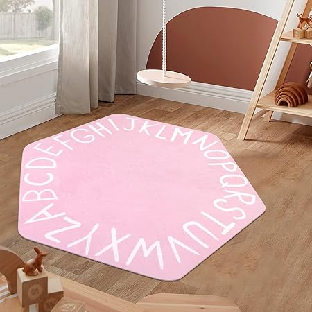 Amazon.com: LIVEBOX ABC Round Kids Rug for Girls Bedroom,Circle Nursery ...