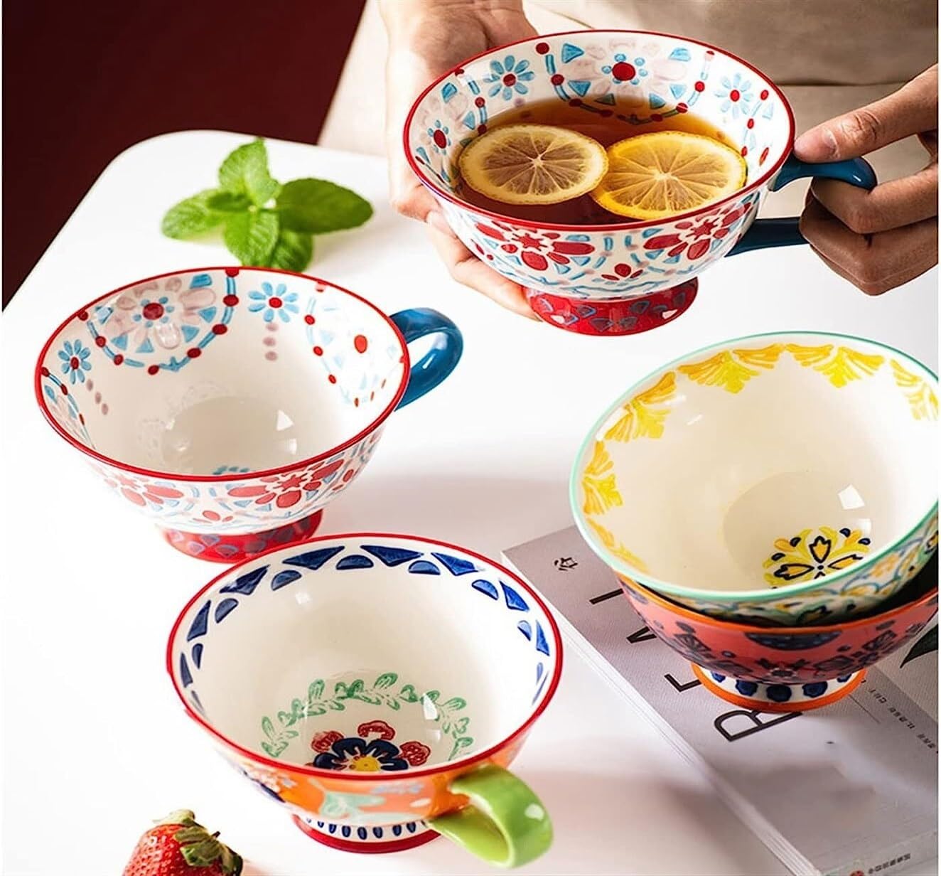 Tazas de Moka Taza para Beber Tazas Taza De Cerámica De Gran Capacidad Para Beber Patrón Personalizado Taza De Café Desayuno En Casa Taza De Leche Tazas de Desayuno (Color : C, Size : 500ml)