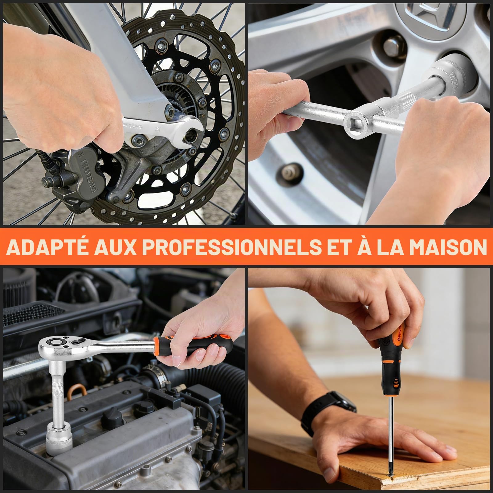 Walter Steel Caisse à Outil Complète 85 Pièces, Chrome Vanadium | Complète Portable avec Tournevis et Pinces - Kit d’Outils Idéal pour Maintenance Quotidienne à la Maison ou au Garage Orange