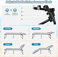 Vista 6 de Tangkula Widen - Sillón plegable y reclinable, portátil con 4 posiciones de respaldo, 2 posiciones de patas, almohada, silla de playa para tomar