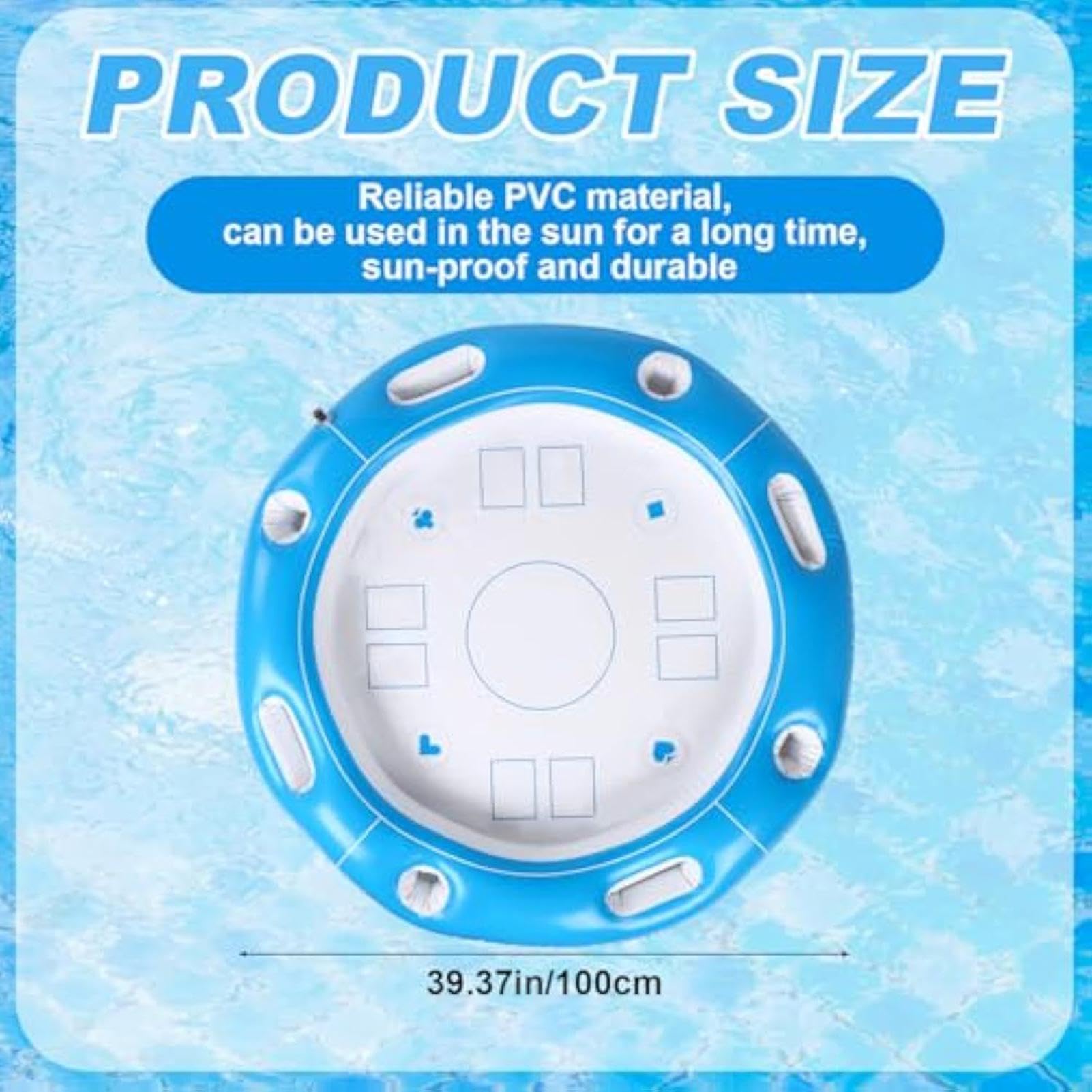 Table flottante pour piscine – Porte-gobelet, cartes incluses, divertissement – Table flottante de jeux de cartes pour piscine, femme, , adultes, hommes, parc aquatique, hôtel de plage