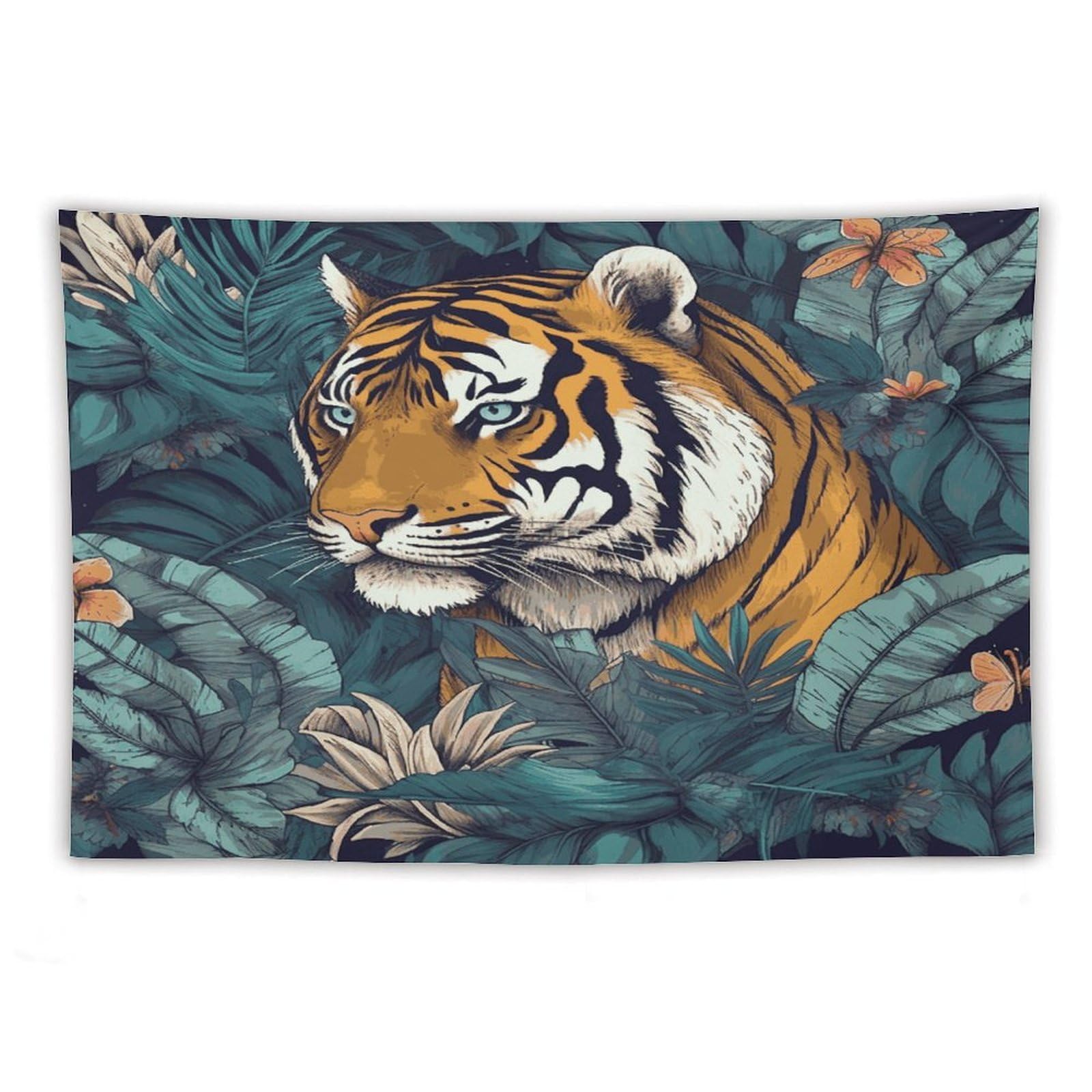 LDGSUPH Tropical Tiger Tapestry Wall Hanging Decor Anti-fading Aesthetic Wall Tapestries Fashion Wall Blanket Decor Modern Wall Art Tapestry for Bedroom Home Decor 60"x90"