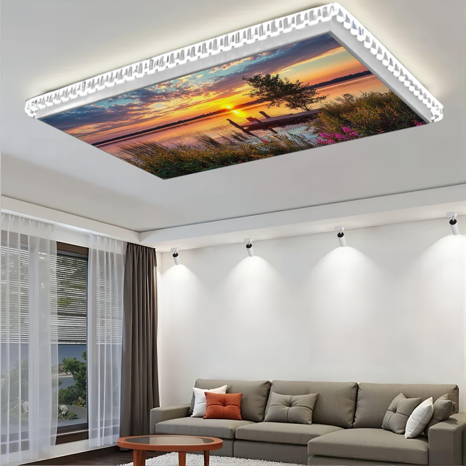 Fluorescent Light Covers for Ceiling Lights Purple Loosestrife Marl Lake Sunrise Easy to Install Magnetic Light Filter for Classroom Office Hospitals School Home Decor