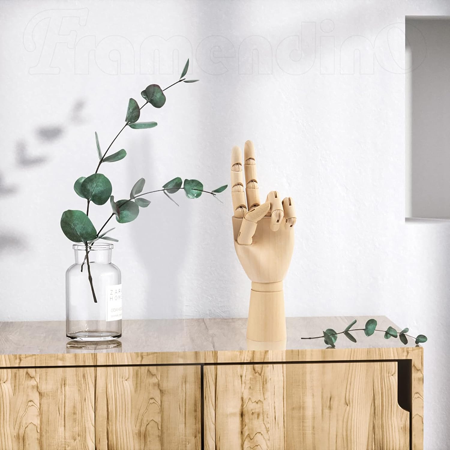 Framendino, 2 Pack 7" Flexible Wood Hand Model Wooden Mannequin Right Left Drawing Figure Artist Manikin Art Sketching Painting for Home Office Desk Decoration