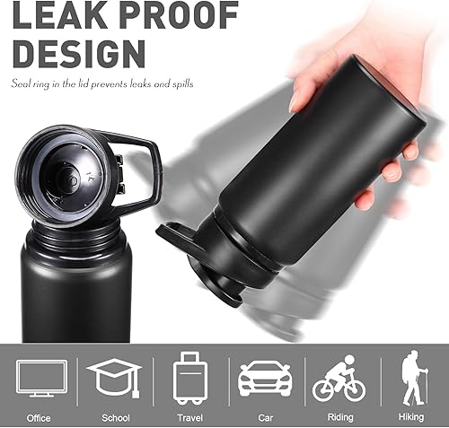 Miniatura 10 de Paquete de 16 botellas de agua de aluminio con tapa a presión, reutilizables, de aluminio, ligeras, a prueba de fugas, a granel para gimnasio,