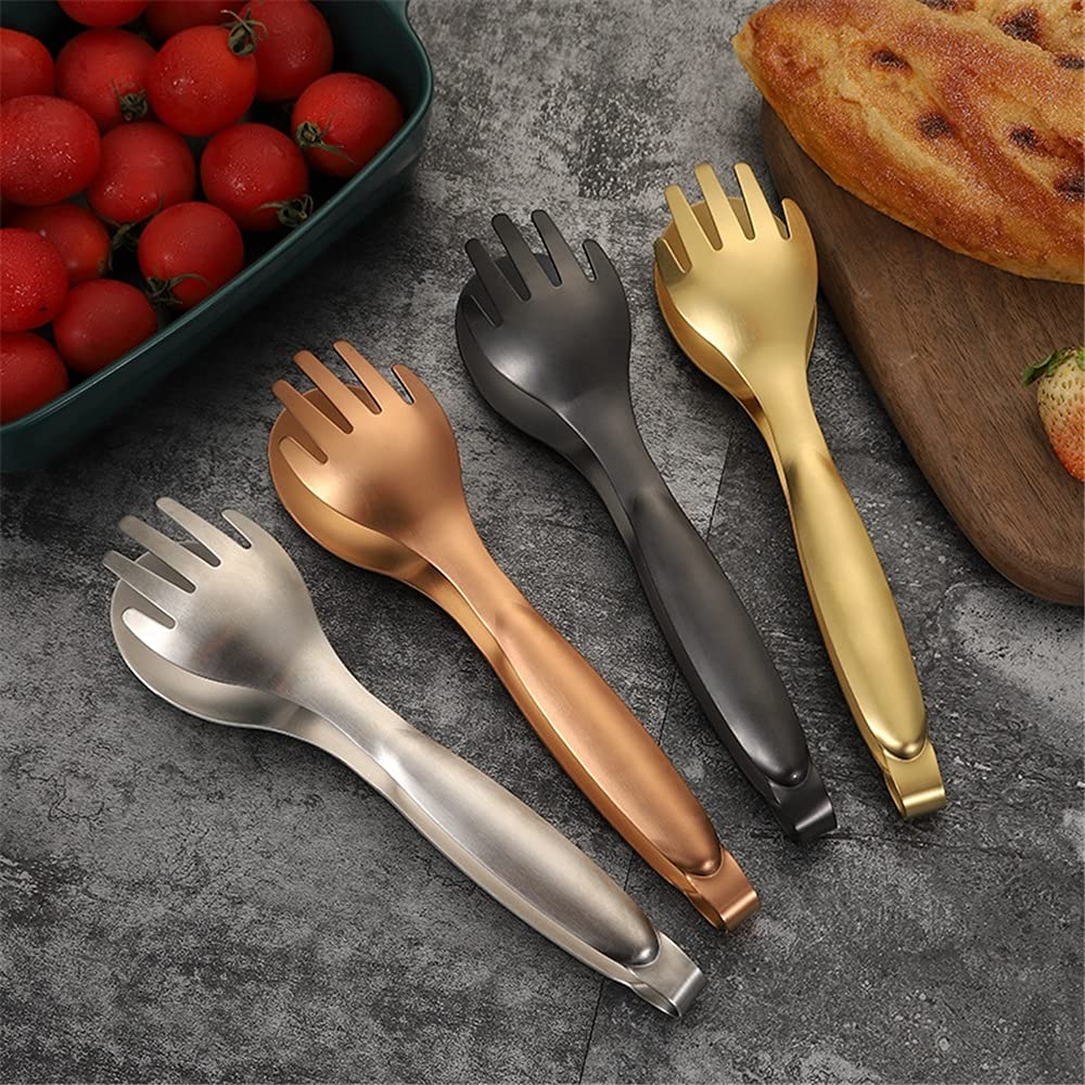 Pinzas de Cocina, 1 Pieza, Pinzas de Comida de Acero Inoxidable, Pinzas para Servir Carne, Ensalada, Pan, para Barbacoa, Accesorios de Cocina, Clip para Barbacoa (Dorado)