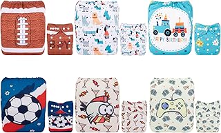 Alva Baby 6 Pack Tasche waschbar Verstellbare Stoffwindeln Windeln + 12 Einsätze 6DM05-DE