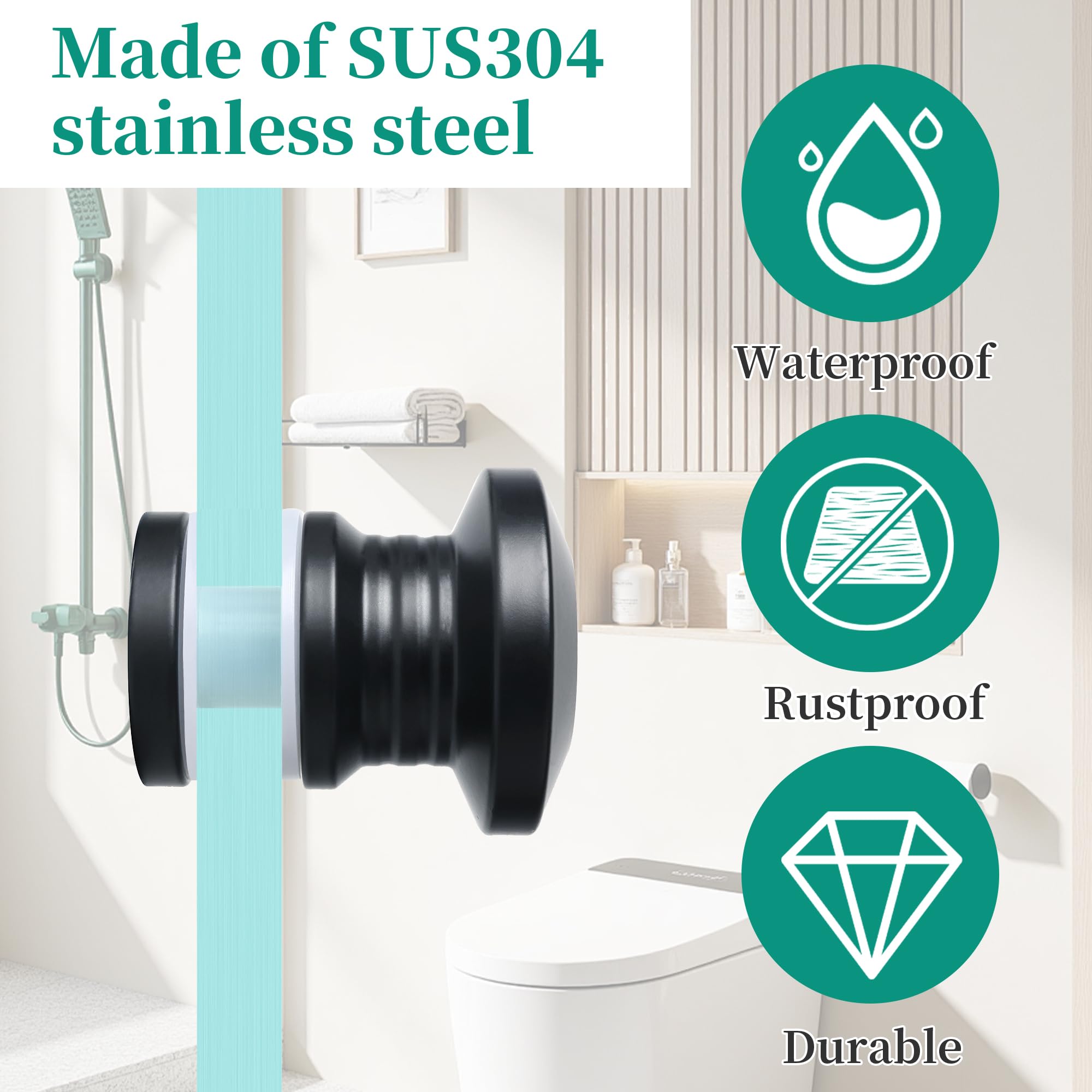 Alise Matte Black Shower Door Handle - Durable & Easy Install -3