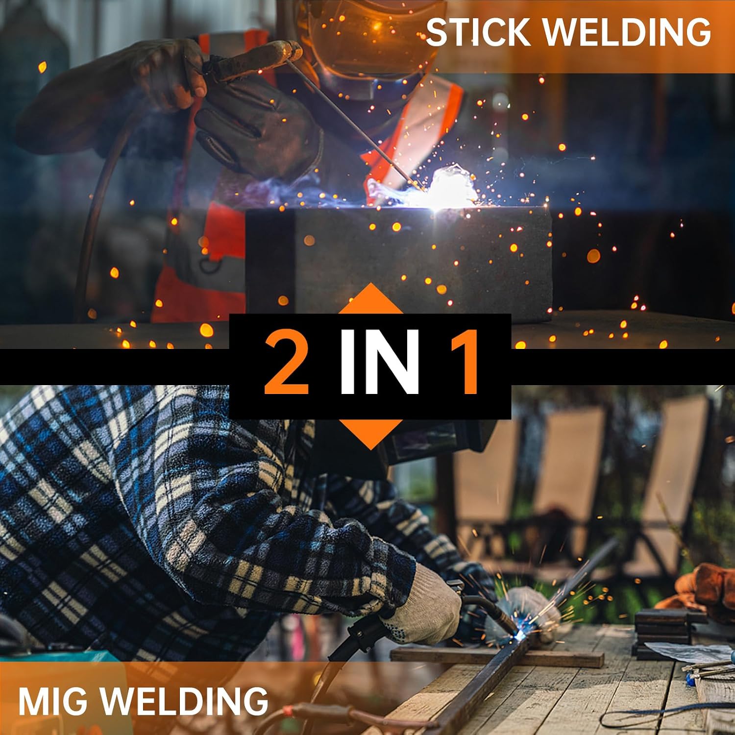 150A 110V Flux Core Welder, 3 in 1 Welder, Gasless MIG Welders/Lift TIG/Stick Welding Machine, IGBT Inverter with LED Display, Includes Gloves, MIG Torch, Brush, Wire & 10 Rods