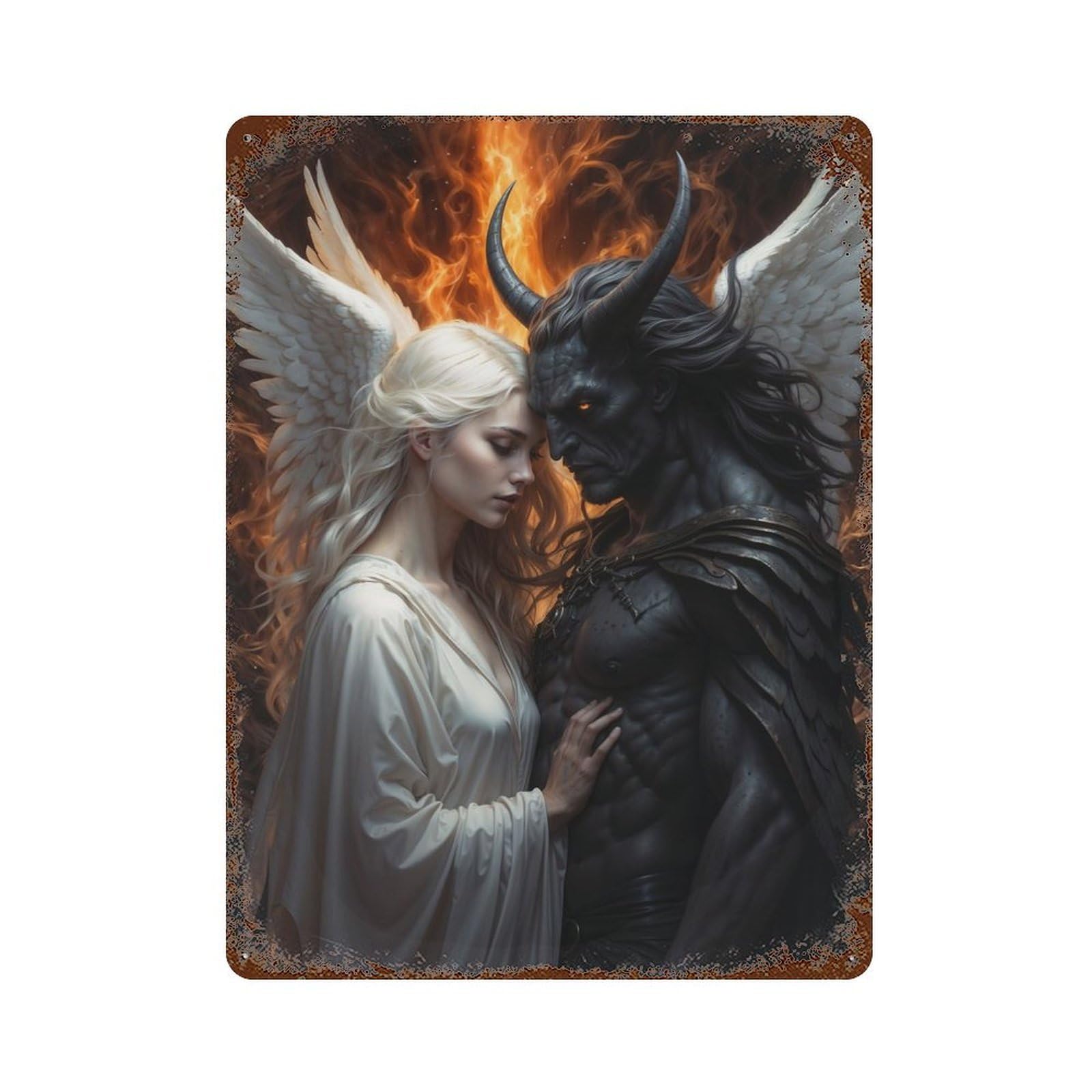 Decorative Tin Sign Clash of Divinities 15.7"x11.8", Novelty Wall Decor for Shed, Workshop And Garage Wall Decor
