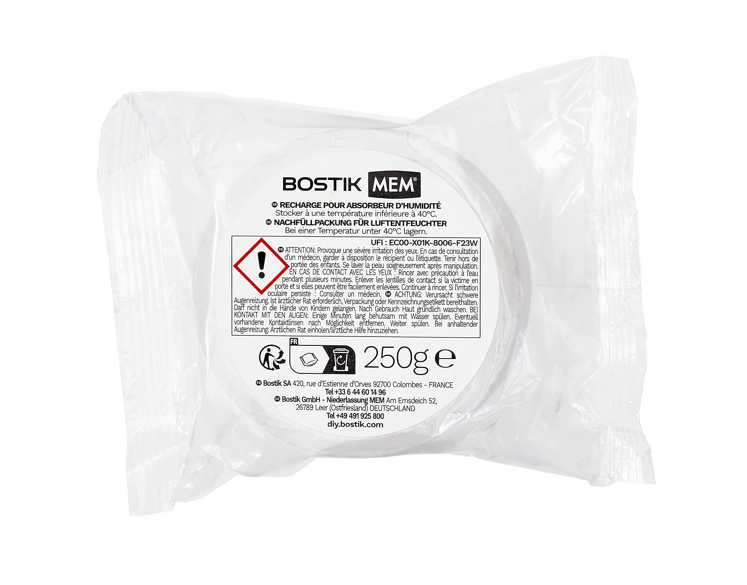 Bostik Oddycha 4 wkłady osuszacz, bez barwników i perfum w domu, mieszkania i przyczepy kempingowej, części do 25m², wkłady do tabs 4x250g pochłaniacz wilgoci 30623618 biały
