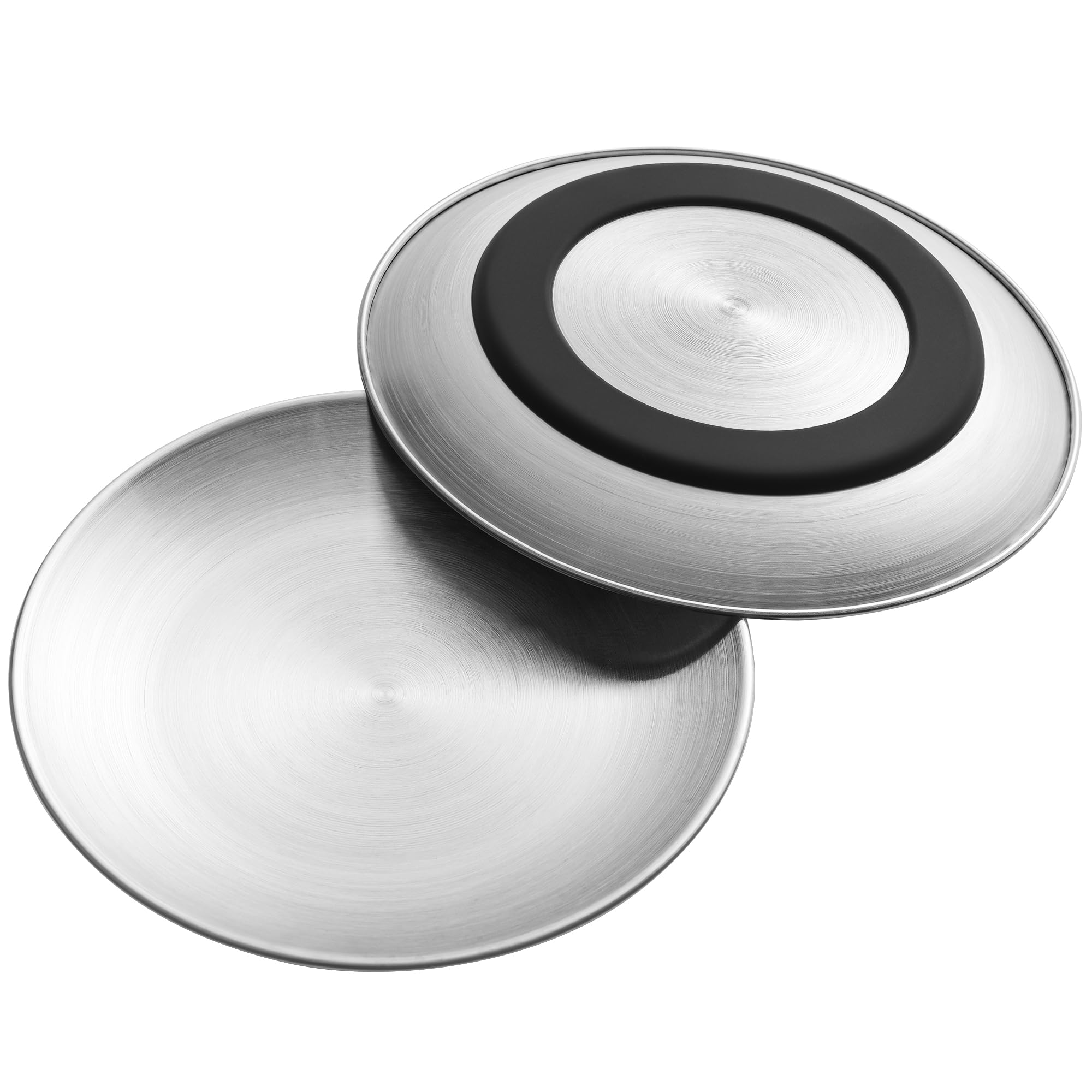 Gamelles en acier inoxydable pour chat : lot de 2 plats plats en métal avec silicone