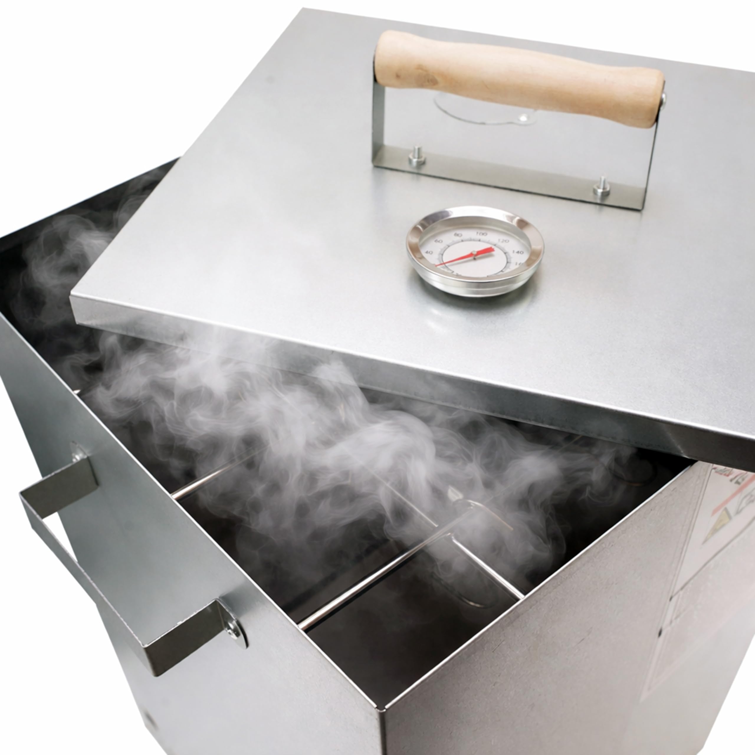 Teleskop-Räucherofen Quadratisch 101 cm – Smoker für den Außenbereich mit Thermometer und 10 Räucherhaken