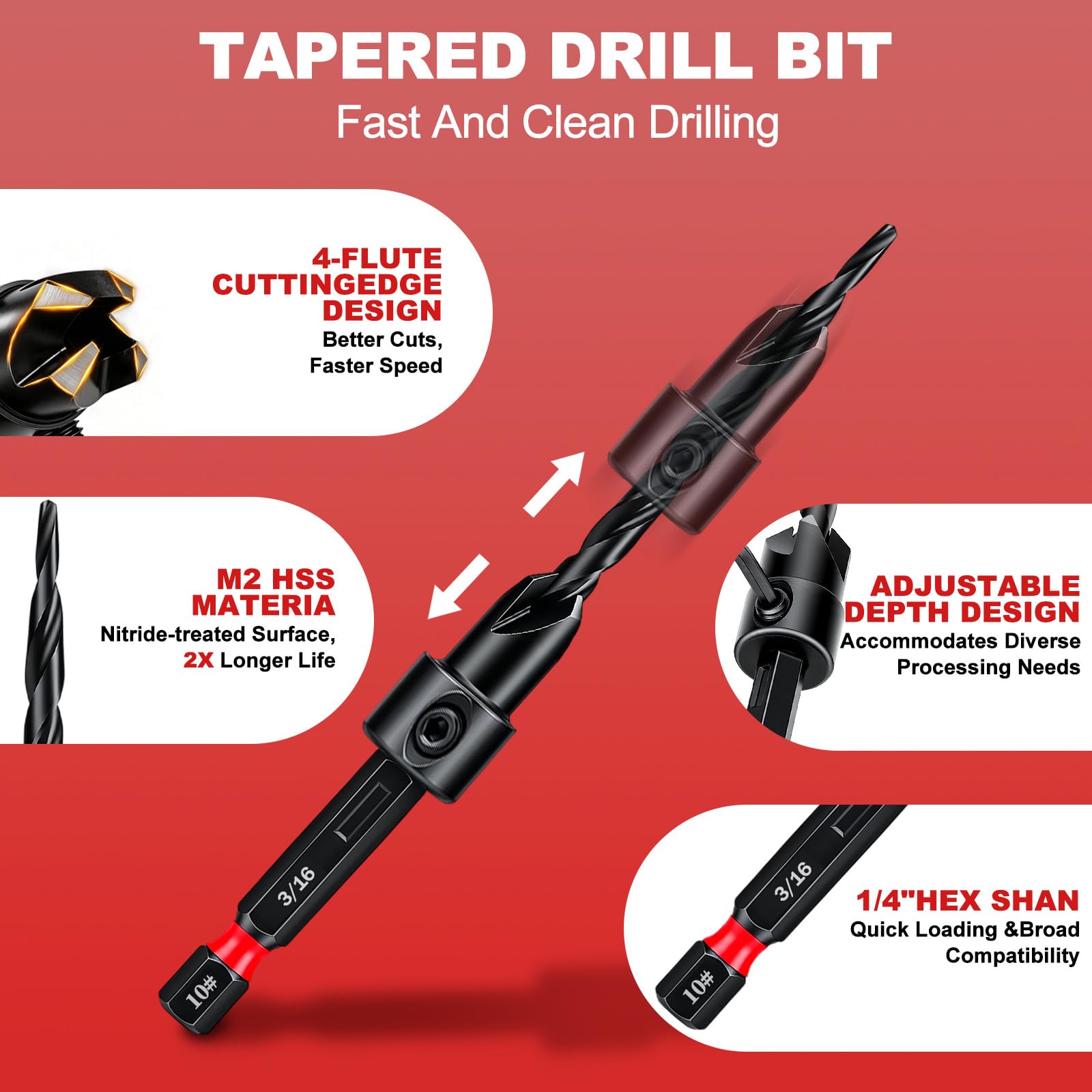 Countersink Drill Bit Set - 20 Piece -4