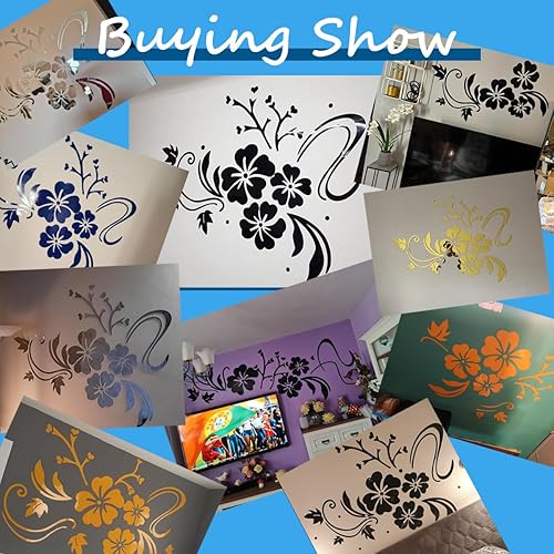 Miniatura 10 de Calcomanías de pared con patrón de flores 3D, calcomanías de pared familiares para sala de estar, decoración de pared, sala de estar, decoración del