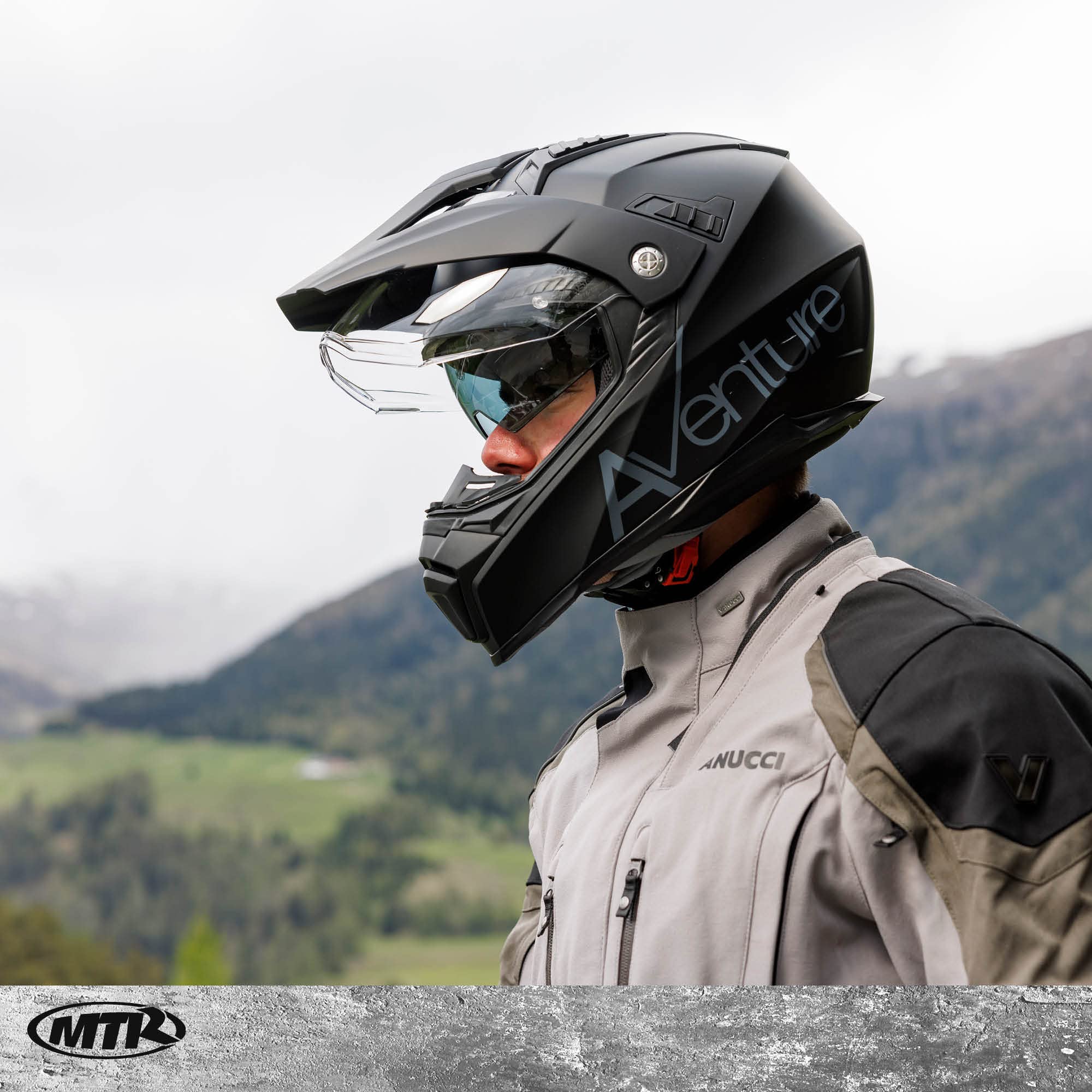 MTR SX-1 Evo Integral- & Crosshelm, ECE 22.06 Geprüfter Motorradhelm, Getönte Sonnenblende Integriert, Crosshelm mit Visier, Motorrad Helm mit Belüftung, Inklusive Wind- & Atemabweiser, XS-XXL